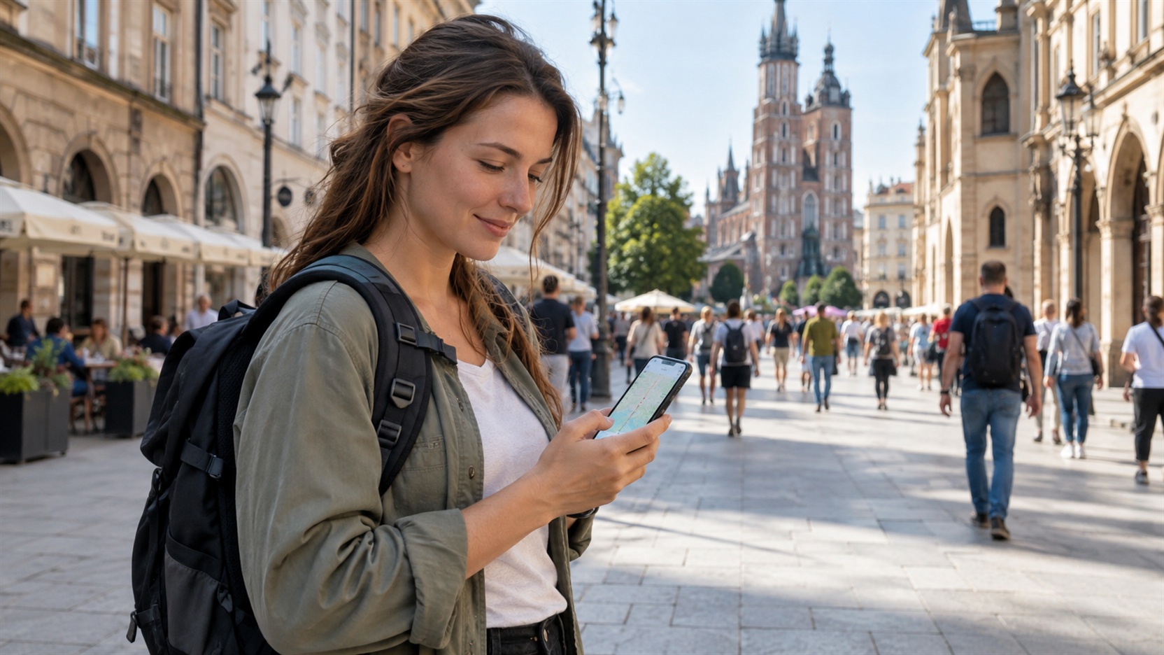 Bezpieczna podróż solo i sprawdzanie trasy na telefonie